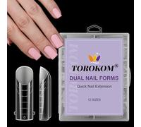 TOROKOM 120 PCS Système de Formes à Ongles Dual Transparentes, Coques Complètes Stiletto pour Prothèse Ongles Acrylique Outils Professionnels de Design de Nail Art pour Salon & Maison (Long Square)