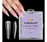 TOROKOM 120 PCS Système de Formes à Ongles Dual Transparentes, Coques Complètes Stiletto pour Prothèse Ongles Acrylique Outils Professionnels de Design de Nail Art pour Salon & Maison (Long Stiletto)