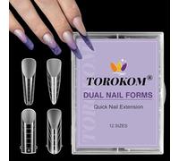 TOROKOM 120 PCS Système de Formes à Ongles Dual Transparentes, Coques Complètes Stiletto pour Prothèse Ongles Acrylique Outils Professionnels de Design de Nail Art pour Salon & Maison (4 Shapes)