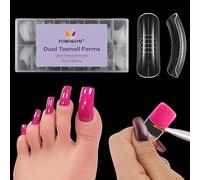 TOROKOM 150 Formes à Ongles en Poly Gel pour Pieds - 15 Tailles Formes Doubles Longues Carrées pour Extensions en Polygel - Moules Réutilisables pour Ongles de Pieds