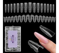 TOROKOM 240 PCS Formes Ongles Sandwich Dual, Moules pour Extensions Rapides, Sans Formes Papier, 15 Tailles Réutilisables en Plastique pour Builder Gel & Polygel (Ellipse)