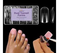 TOROKOM 300 Pièces Formes à Ongles en Poly Gel pour Orteils, 15 Tailles Formes Doubles Ovales Carrées pour Prolongation d'Ongles en Poly-gel, Kit Réutilisable pour Salon & Maison