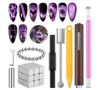 TOROKOM 54PCS Magnétique Cat Eye, 3-en-1 Aimants pour Œil-de-Chat pour Vernis Magnétique, Baguettes Magnétiques Puissantes pour Effets œil-de-chat, accessoires de nail art DIY