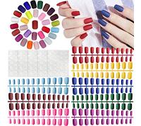 TOROKOM 744 Ongles Pressés Carré Mat - Kit Professionnel Ballerine Court avec Prothèses en Acrylique Gel Couleur Unie | Ongles Artificiels Complets avec Lime & Autocollants pour Salon et Manicure
