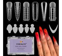 TOROKOM Forme Double Pour Poly Gel, 364 Pcs Modèles D'Extension D'Ongles en Gel Pour Ongles Français, 6 Styles de Tampons en Silicone Réutilisables Pour L'Extension de Manucure.