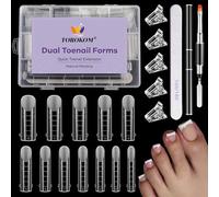 TOROKOM Kit de formes à ongles en Poly Gel pour orteils, 120P 12 tailles, Moules d'art ongulaire transparents couvrants réutilisables avec échelle et pinceau