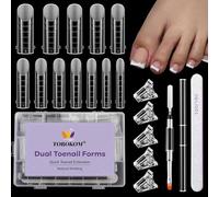 TOROKOM Poppit Ongle Kit pour Orteils, 120PCS Réutilisable Mat Capsules Popits Ongle Nail d'extension Kit, Faux Ongles Capsules Couverture Complète Nail Tips incl Pinsel und Feile