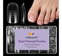TOROKOM Poppit Ongle Kit pour Orteils, 300PCS Réutilisable Mat Capsules Popits Ongle Nail d'extension Kit, Faux Ongles Capsules Couverture Complète Nail Tips pour Femme Fille