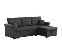 CONCEPT USINE | Canapé d'angle Convertible et Réversible en Tissu | 4 Places | Toronto Gris Foncé | Large Méridienne | Canapé Confortable et Modulable | Dimensions : 214 x 140 x 87 cm