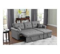 Toronto canapé d'angle droit convertible 4 places en tissu gris clair