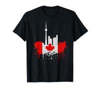 Toronto Skyline Canadian Maple Leaf Drapeau Painting Art T-Shirt