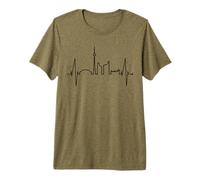 Toronto Skyline Heartbeat Drapeau Canadien pour Hommes T-Shirt Haut de Gamme