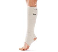 TOROS-GROUP Bandage enveloppant flexible Bande de Crepe élastique bandage de corps pour la compression avec 2 agrafes Сontre les jambes enflées Pour un long voyage fatigant - 8cm x 3m Beige