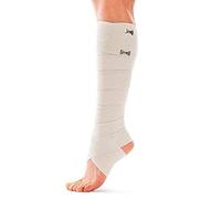 TOROS-GROUP Bandage enveloppant flexible Bande de Crepe élastique bandage de corps pour la compression avec 2 agrafes Сontre les jambes enflées Pour un long voyage fatigant - 10cm x 3m Beige