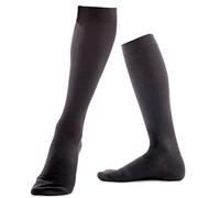 TOROS GROUP MANUFACTURE Chaussettes de contention haute genou UNISEX Hommes et Femmes compression médical 1e classe (18-21 mmHg) 59% coton Professionnelle soutien lors des vols ou voyages Noir Medium