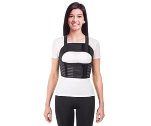 TOROS GROUP MANUFACTURE Corset de poitrine pour femme avec sangle de poitrine avec bretelles, idéal pour les côtes et le sternum cassés coronariens, noir, taille XL