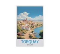 Torquay, Angleterre,Peinture par Numéros Adultes et Enfants Débutants Peintures avec Cadre Comprend des Pinceaux et des Peintures Acryliques(40x50cm)15.7x19.6 pouces-AJ22