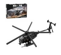 Torquino MH-6 MOC-88275 Lot de 595 blocs de construction en forme d'hélicoptère - Modèle d'avion militaire - Collection de fans d'avion - Cadeaux décoratifs pour adultes