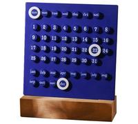 TORR Calendrier perpétuel en bois rétro pour la maison, cadeaux uniques, affichage mois, date, décorations de bureau pour bureau, 13,5 x 18 cm, bleu