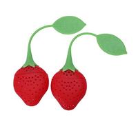 TORR Lot de 2 infuseurs à thé en silicone, filtre à boule, infuseur à thé, passoire, cuillère, variété de fraises