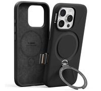 TORRAS Coque iPhone 16 Pro Magnétique en Silicone avec Support, Compatible MagSafe, Support Bague 360° avec Contrôle Caméra, Étui Ostand Q3 en Silicone Souple pour iPhone 16 Pro 6,9'', Noir