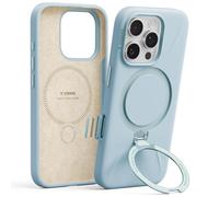 TORRAS Coque iPhone 16 Pro Max Magnétique en Silicone avec Support, Compatible MagSafe, Support Bague 360° avec Contrôle Caméra, Étui Ostand Q3 en Silicone Souple, Bleu Clair