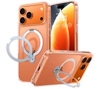 TORRAS Coque Série Ostand Spin pour iPhone 17 Pro [Support magnétique rotatif à 360°] [Protection militaire], [Finition mate antidérapante et anti-traces de doigts] - Transparente