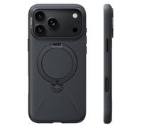 TORRAS Ostand Q3 Silicone Coque iPhone 18 Pro, Support 360°, Noir | Silicone liquide doux, pour MagSafe 18 N, antichoc 3,7 m, contrôle caméra, doublure velours anti-rayures