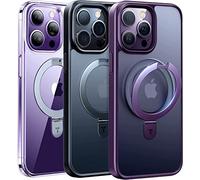 TORRAS (Percée d'innovation Coque iPhone 14 Pro Max pour MagSafe avec Support Invisible (Magnétique Puissant) Anticho Translucide Mat Noir