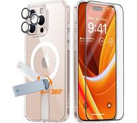 Torras Pstand Spin 3-en-1 Bundle pour iPhone 16 Pro Max Clear Étui pour téléphone portable