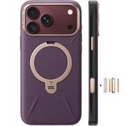 TORRAS Q3 VegSkin Coque pour iPhone 18 Pro, Support 360°, Violet Brun | PU organique, grain italien, support 360°, pour MagSafe 20 N, antichoc 3,66 m, anti-salissures