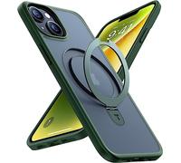 TORRAS UPRO Ostand Coque iPhone 14 MagSafe Avec Support Invisible Magnétique Puissant et Porte-Anneau Pratique - Antichoc, Translucide Mat Vert