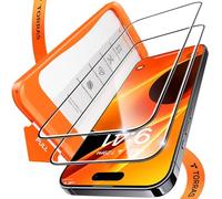 TORRAS Verre Trempé pour iPhone 16 Pro Max [n° 1 en résistance aux chocs], montage automatique, Dureté 9H, Couverture Complète Protection écran, Coques de Téléphone Compatibles, 2 Pièces