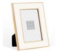 Torre & Tage Regis Bordure dorée en émail Blanc Cadre, doré/blanc, 5 x 7 Inches