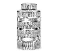 Torre & Tagus Takara Black and White Ginger Jar Vase with Lid - 11" Tall Modern Vase for Flowers Room Decor - Classic Handmade Home Decor for Storage & Table Centerpiece Display with Lattice Artwork