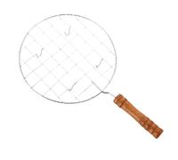 Torréfacteur métallique - Acier inoxydable 19 cm | Plat à rôtir | Filet de gril rond anti-brûlure avec poignée | Outil de grillage au fromage pour griller, rôtir, griller et cuire des aliments