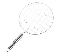 Torréfacteur métallique - Acier inoxydable 19 cm | Plat à rôtir | Filet de gril rond anti-brûlure avec poignée | Outil de grillage au fromage pour griller, rôtir, griller et cuire des aliments