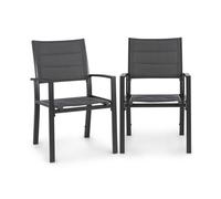 Torremolinos Set 2 chaises de jardin ComfortMesh gris foncé
