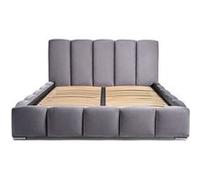 Torreon - lit coffre - 140x200 - sommier inclus - en velours - Gris foncé