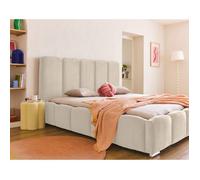 Torreon - lit coffre - 160x200 - sommier inclus - en velours - Beige Beige
