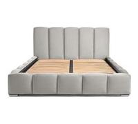 Torreon - lit coffre - 160x200 - sommier inclus - en velours - Gris clair