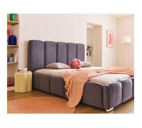 Torreon - lit coffre - 160x200 - sommier inclus - en velours - Gris foncé