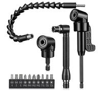 Torribala 14 Pcs 1/4" Hex Foret Pliable Extension 105 Foret à Angle Droit 90 Angle Droit Noir