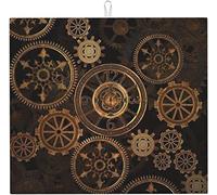 Torribala Gears Clock Bronze Century Tapis de séchage à Vaisselle imprimés, Tapis Absorbant pour égouttoir à Vaisselle pour comptoir de Cuisine Tapis de séchage Tapis de séchage 41 x 46 cm