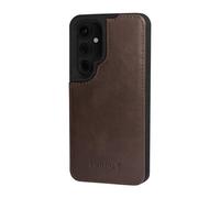 TORRO Coque Compatible avec Samsung Galaxy S24 5G - Étui Coque de Protection en Cuir Véritable (Marron Foncé)