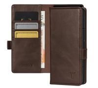 TORRO Coque Compatible avec Samsung Galaxy Z Fold6 - Étui Portefeuille en Cuir Véritable avec Béquille et Porte-Cartes pour Galaxy Z Fold 6 (Marron Foncé)