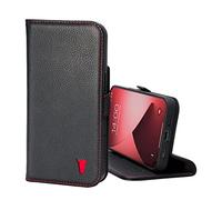 TORRO Coque en Cuir Compatible avec iPhone 14 - Étui en Cuir véritable avec Porte-Cartes et Fonction de Support (Noir)
