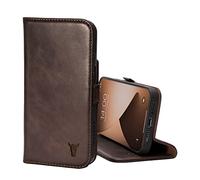 TORRO Coque en Cuir Compatible avec iPhone 14 Pro - Étui en Cuir véritable avec Porte-Cartes et Fonction de Support (Marron Foncé)
