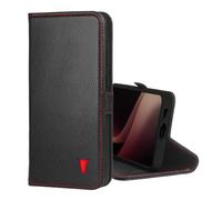 TORRO Étui Compatible avec Samsung Galaxy S24 FE 5G - Étui Portefeuille en Cuir de qualité supérieure avec béquille et emplacements pour Cartes (Noir avec détails Rouges)