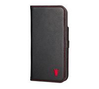 TORRO Étui en cuir pour iPhone 12 Pro Max (avec support) - Noir avec détail rouge